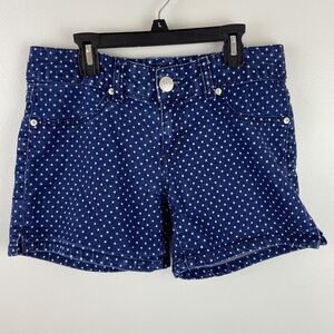Seven7 Shorts Polka Dot Denim Blue Cotton Stretch Classic Womens 8